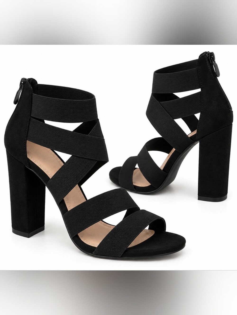 Strappy Black Block Heel Sandals - Classic Women's Dress Heels